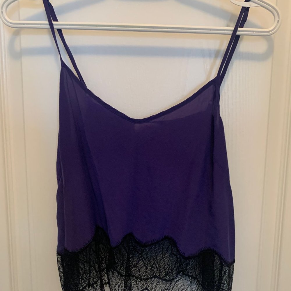 Aritzia Wilfred "Chimere" purple lace-trimmed silk cami (size M) - Picture 2 of 7